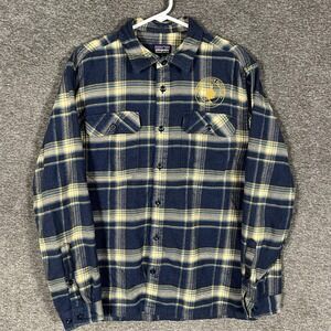 Patagonia Shirt Mens Medium Blue Plaid Organic Cotton Flannel Button Up Outdoor